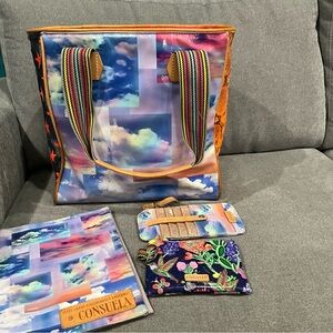 Consuela Blue and Orange Tote Bag with Artistic Flair